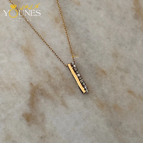 گردنبند طلا خطی نگینی